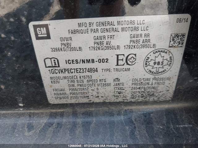 Chevrolet Silverado 1500 1wt/2wt 2014 1GCVKPEC7EZ374894 Image 9