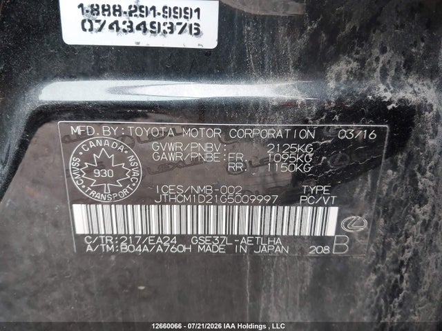 Lexus Is 300 300 2016 JTHCM1D21G5009997 Image 9