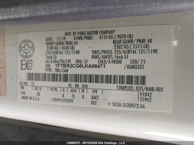 Ford Transit T-250 2020 1FTBR2CG6LKA08471 Image 18