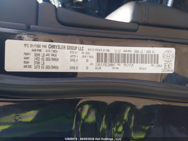 Продажа на аукционе авто 2014 Jeep Grand Cherokee, vin: 1C4RJFJM3EC309847, номер лота: 12660078