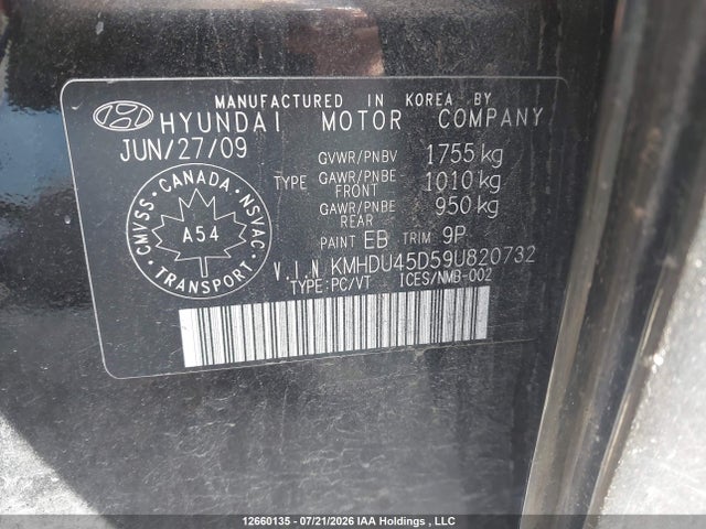 Продаж на аукціоні авто 2009 Hyundai Elantra Gls/se, vin: KMHDU45D59U820732, номер лоту: 12660135
