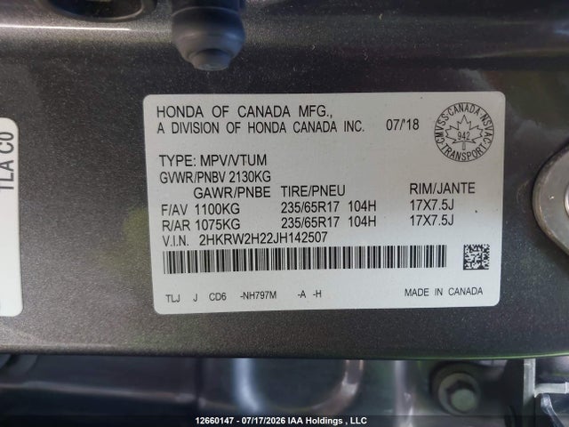 Honda CR-V LX 2018 2HKRW2H22JH142507 Image 18