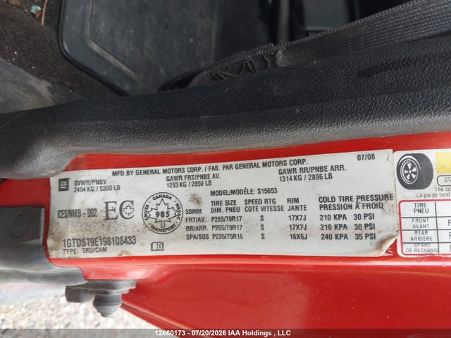 12660173 :رقم المزاد ، 1GTDS19E198108433 vin ، 2009 Gmc Canyon مزاد بيع