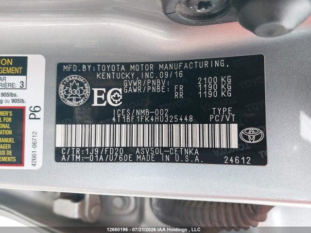 4T1BF1FK4HU325448 Toyota Camry Le/xle/se/xse