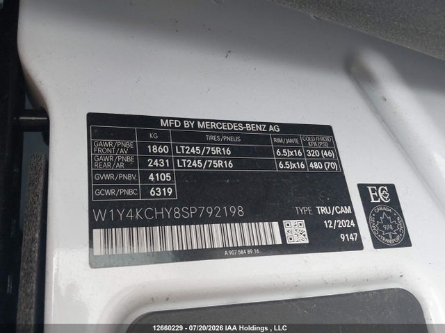 W1Y4KCHY8SP792198 Mercedes-Benz Sprinter 2500
