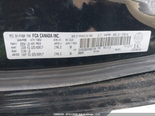 2C4RDGBGXHR687360 Dodge Grand Caravan Cvp/sxt
