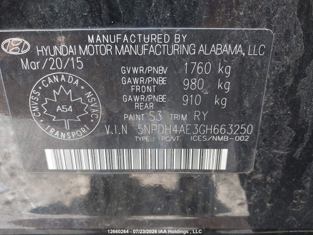 Hyundai ELANTRA GL 2016 5NPDH4AE3GH663250 Image 9
