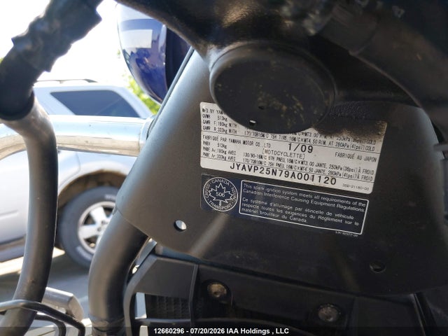 2009 Yamaha Xvs1300 Ct მანქანა იყიდება აუქციონზე, vin: JYAVP25N79A001120, აუქციონის ნომერი: 12660296