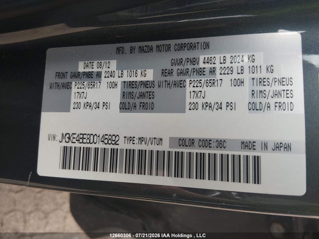 Aukcja sprzedaży 2013 Mazda Cx-5, vin: JM3KE4BE8D0145892, numer aukcji: 12660306