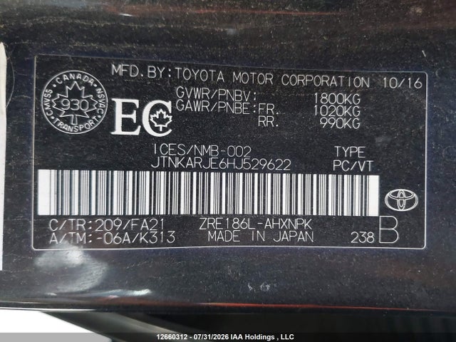 JTNKARJE6HJ529622 Toyota COROLLA IM