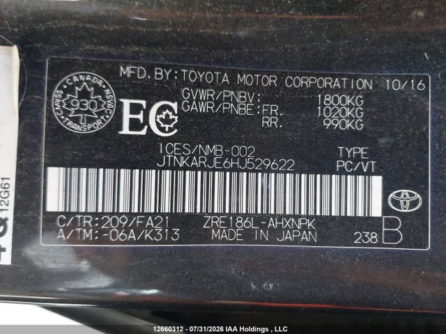 JTNKARJE6HJ529622 Toyota COROLLA IM