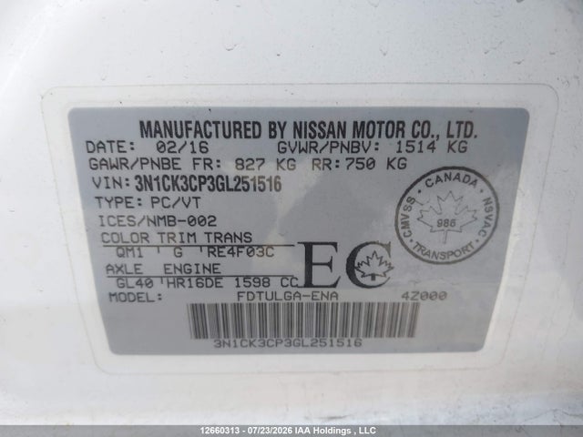 Nissan Micra 2016 3N1CK3CP3GL251516 Image 9