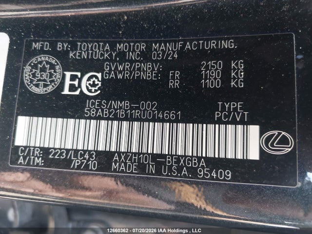 Lexus Es 300h 300h 2024 58AB21B11RU014661 Image 9