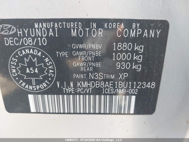 12660373 :رقم المزاد ، KMHDB8AE1BU112348 vin ، 2011 Hyundai Elantra Touring Gl مزاد بيع
