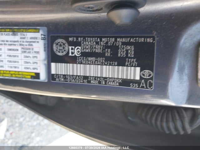 12660379 :رقم المزاد ، 2T1KU4EE6AC242128 vin ، 2010 Toyota Corolla Matrix مزاد بيع