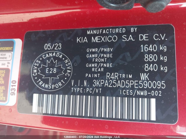 3KPA25AD5PE590095 KIA Rio Lx Premium/lx+