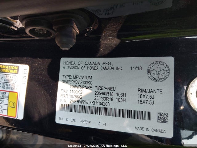 Honda CR-V EX 2019 2HKRW2H57KH104203 Image 9