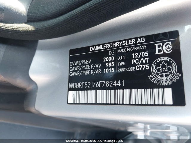 Продажа на аукционе авто 2006 Mercedes-benz C 230, vin: WDBRF52J76F782441, номер лота: 12660466