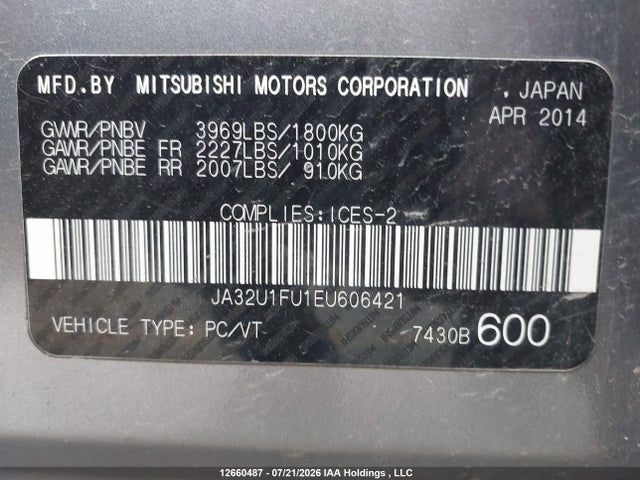 Mitsubishi Lancer 2014 JA32U1FU1EU606421 Image 19