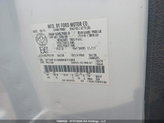 Продаж на аукціоні авто 2011 Ford F-150, vin: 1FTMF1CM8BKE11285, номер лоту: 12660528