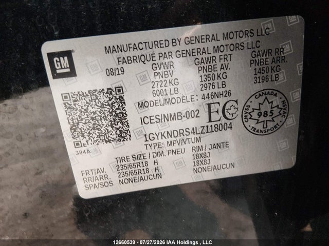 1GYKNDRS4LZ118004 Cadillac Xt5 Premium Luxury