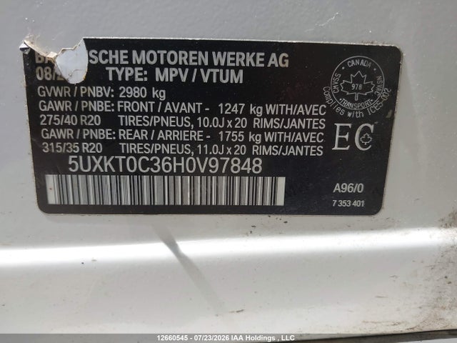 12660545 :رقم المزاد ، 5UXKT0C36H0V97848 vin ، 2017 Bmw X5 مزاد بيع