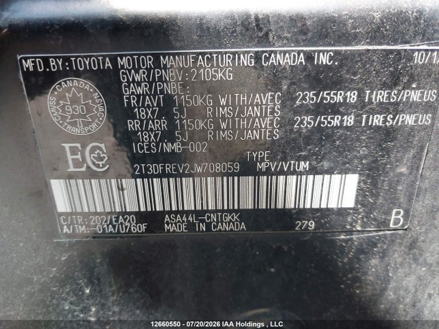 Toyota Rav4 Limited 2018 2T3DFREV2JW708059 Image 19