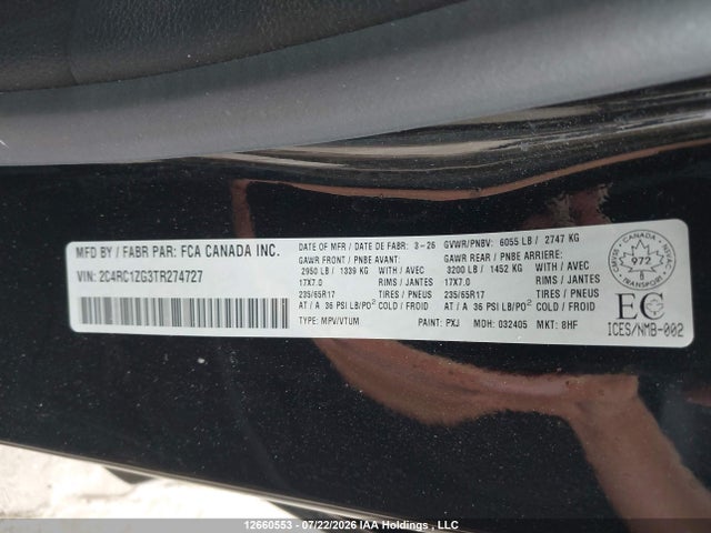 2C4RC1ZG3TR274727 Chrysler Grand Caravan Sxt