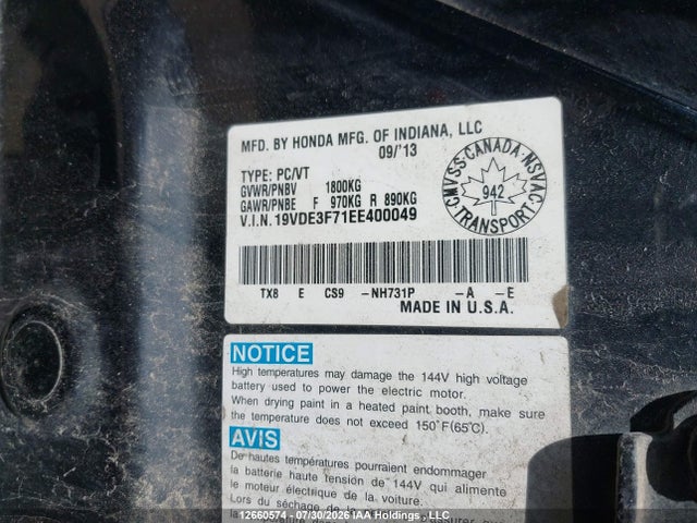 Acura Ilx Hybrid 2014 19VDE3F71EE400049 Image 9