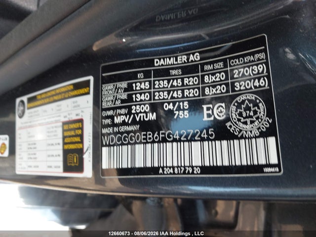 Продаж на аукціоні авто 2015 Mercedes-benz Glk 250 Bluetec 4matic, vin: WDCGG0EB6FG427245, номер лоту: 12660673