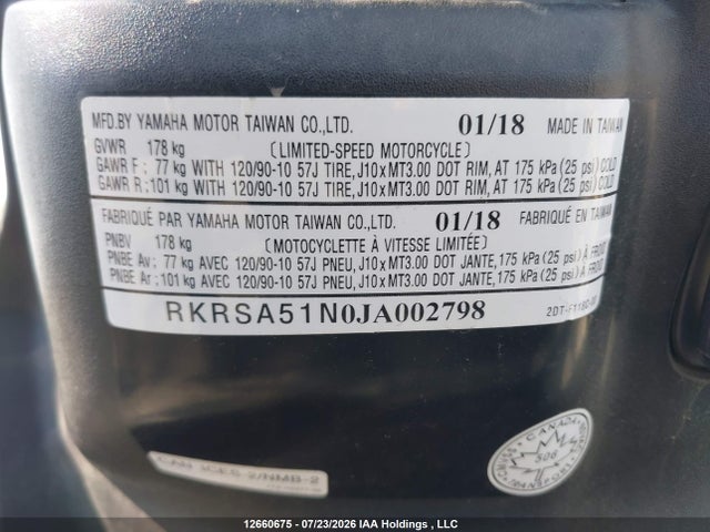 Продажа на аукционе авто 2018 Yamaha Yw50 Fx, vin: RKRSA51N0JA002798, номер лота: 12660675
