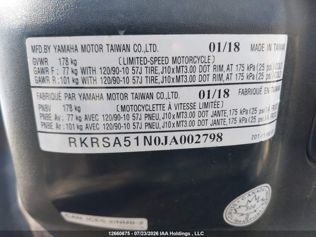 Продажа на аукционе авто 2018 Yamaha Yw50 Fx, vin: RKRSA51N0JA002798, номер лота: 12660675