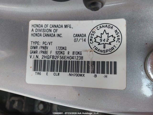 Honda CIVIC EX 2014 2HGFB2F56EH041238 Image 9