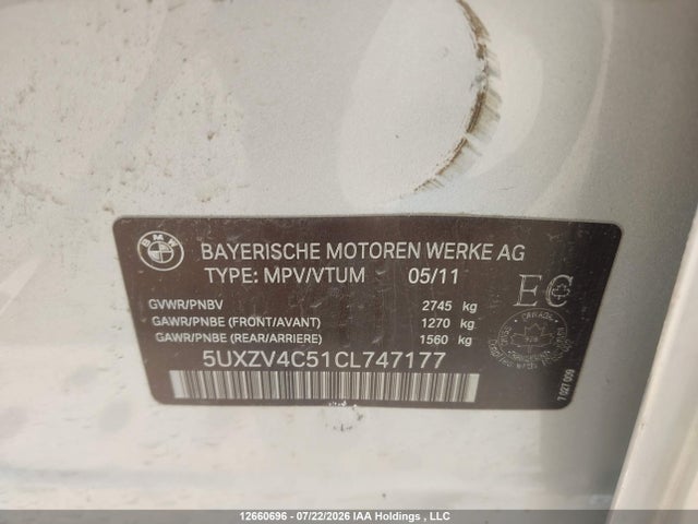 Продаж на аукціоні авто 2012 Bmw X5 Xdrive35i, vin: 5UXZV4C51CL747177, номер лоту: 12660696