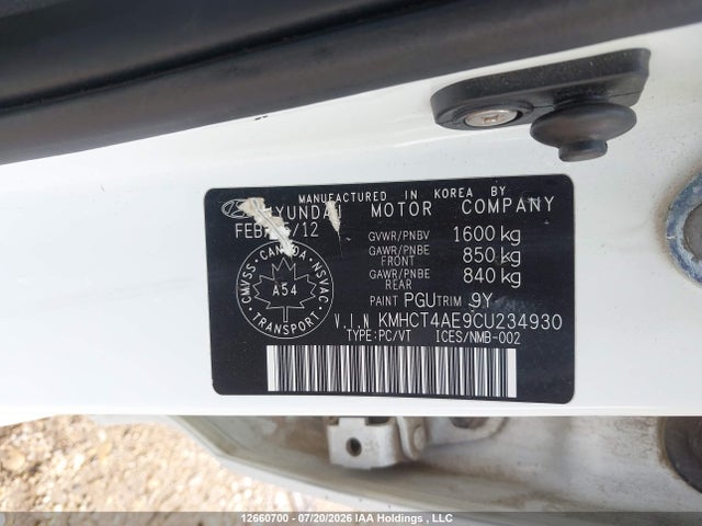 Продаж на аукціоні авто 2012 Hyundai Accent Gls/gs, vin: KMHCT4AE9CU234930, номер лоту: 12660700