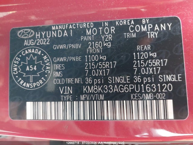 Продаж на аукціоні авто 2023 Hyundai Kona Electric Ultimate, vin: KM8K33AG6PU163120, номер лоту: 12660715