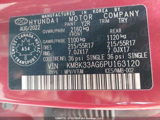 Продаж на аукціоні авто 2023 Hyundai Kona Electric Ultimate, vin: KM8K33AG6PU163120, номер лоту: 12660715