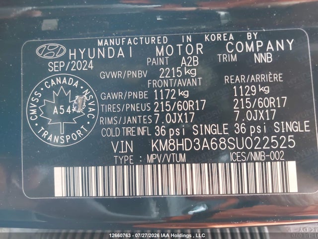Продажа на аукционе авто 2025 Hyundai Kona Electric Preferred With Trend Package, vin: KM8HD3A68SU022525, номер лота: 12660763