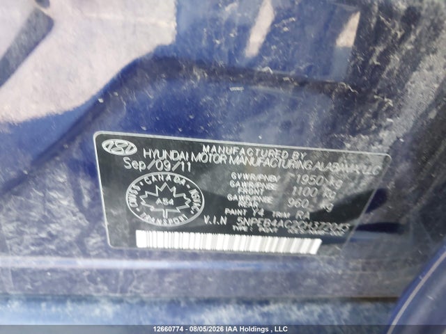 12660774 :رقم المزاد ، 5NPEB4AC2CH372043 vin ، 2012 Hyundai Sonata Gls مزاد بيع
