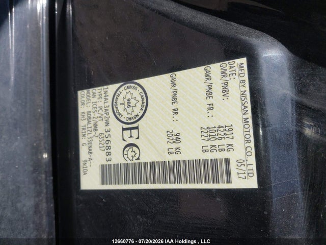 Nissan Altima 2017 1N4AL3AP2HN356883 Image 9
