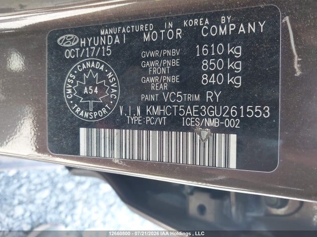 Hyundai ACCENT SE 2016 KMHCT5AE3GU261553 Image 9