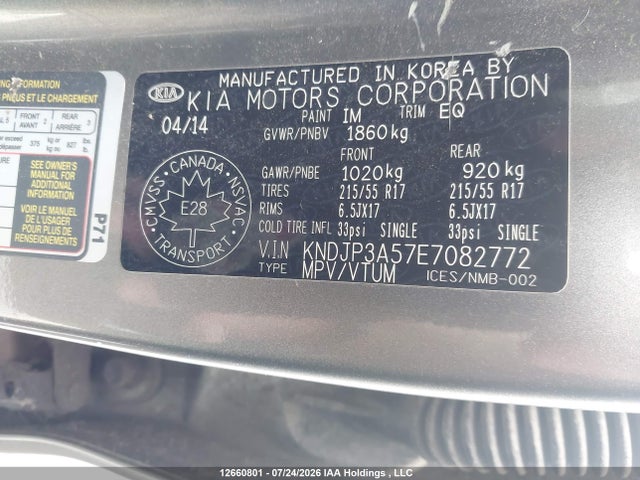 Aukcja sprzedaży 2014 Kia Soul Ex/ex+/ex+ Eco, vin: KNDJP3A57E7082772, numer aukcji: 12660801