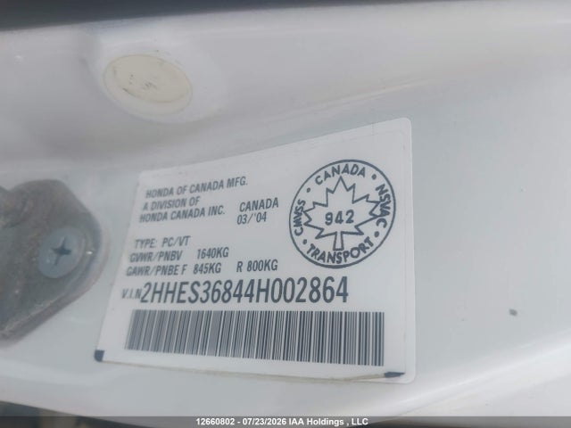 Продаж на аукціоні авто 2004 Acura El Premium, vin: 2HHES36844H002864, номер лоту: 12660802