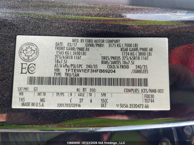 Ford F-150 Xlt 2017 1FTEW1EF3HFB69204 Image 17