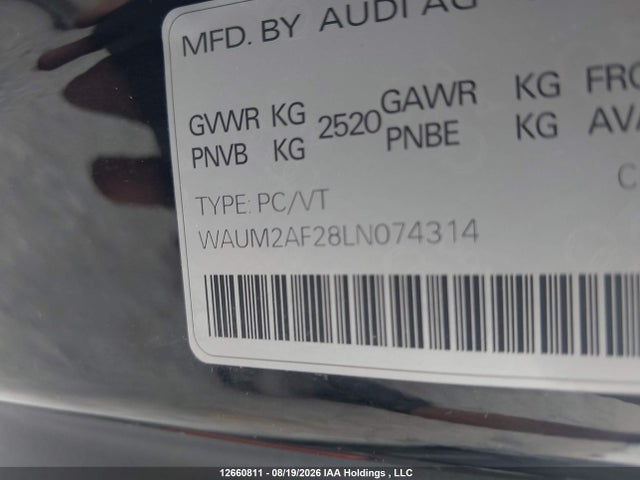 Продаж на аукціоні авто 2020 Audi A6 Prestige, vin: WAUM2AF28LN074314, номер лоту: 12660811
