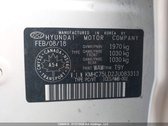 Продаж на аукціоні авто 2018 Hyundai Ioniq Plug-in Hybrid Limited, vin: KMHC75LD2JU083313, номер лоту: 12660819