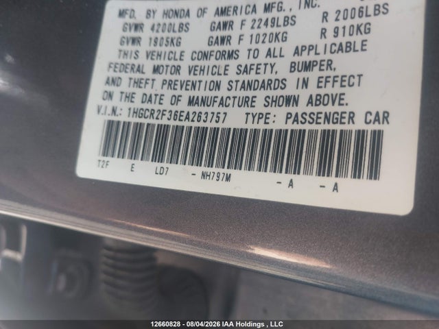 Honda ACCORD LX 2014 1HGCR2F36EA263757 Image 16
