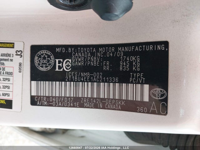 Aukcja sprzedaży 2010 Toyota Corolla S/le/xle, vin: 2T1BU4EE1AC211336, numer aukcji: 12660847
