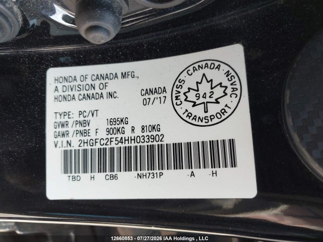 Honda Civic Lx 2017 2HGFC2F54HH033902 Image 9