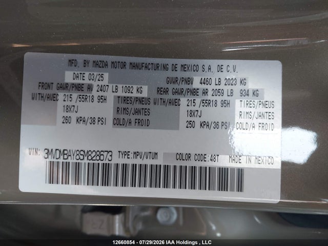 Aukcja sprzedaży 2025 Mazda Cx-30, vin: 3MVDMBAY8SM828673, numer aukcji: 12660854